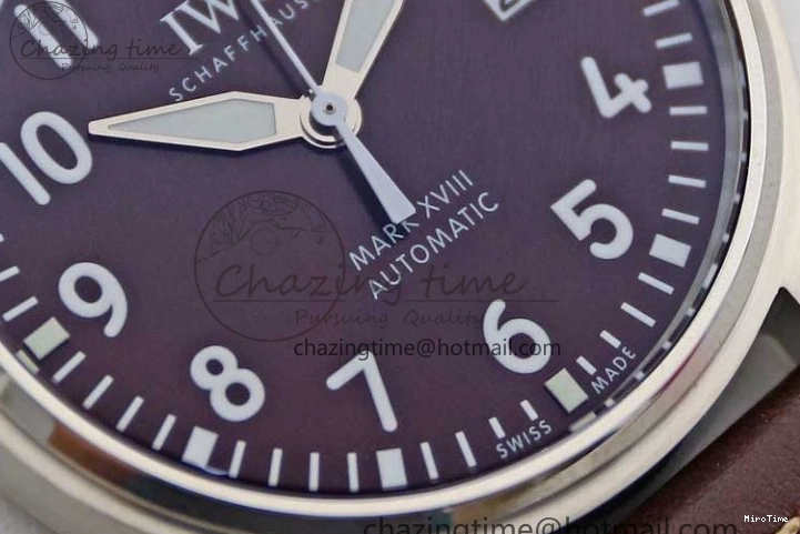 MIROTIME 0413 HighQuality Mark XVIII IW327010 SS M+F 1:1 Best Edition Brown Dial on Brown Leather Strap A 7049